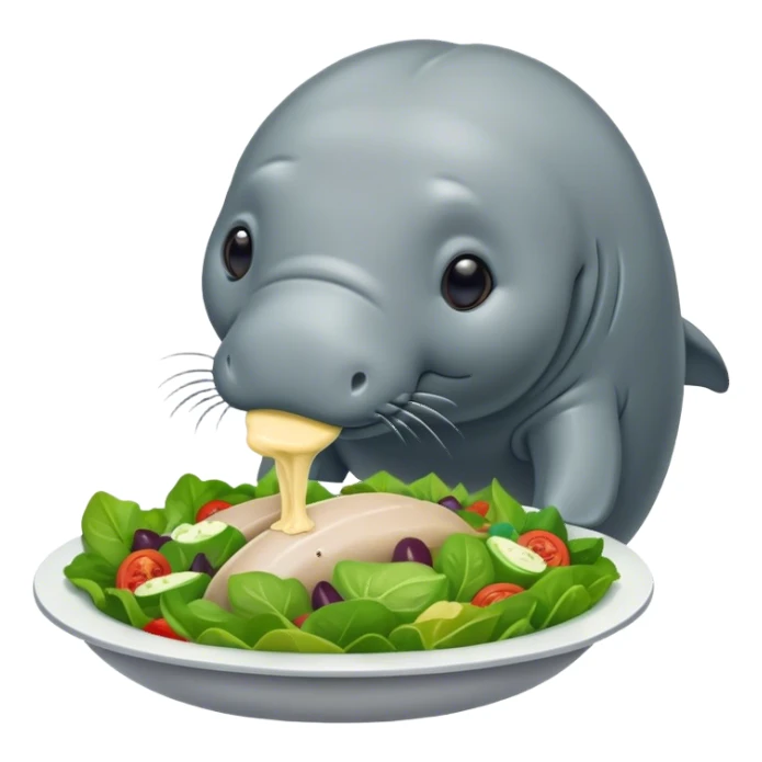 Manatee eating a salad sticker