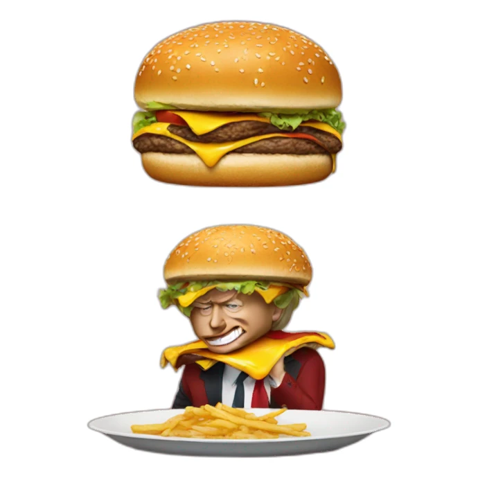 Burger eating a trump sticker
