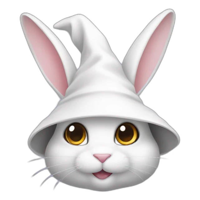 White wizard bunny with big ears and hat sticker