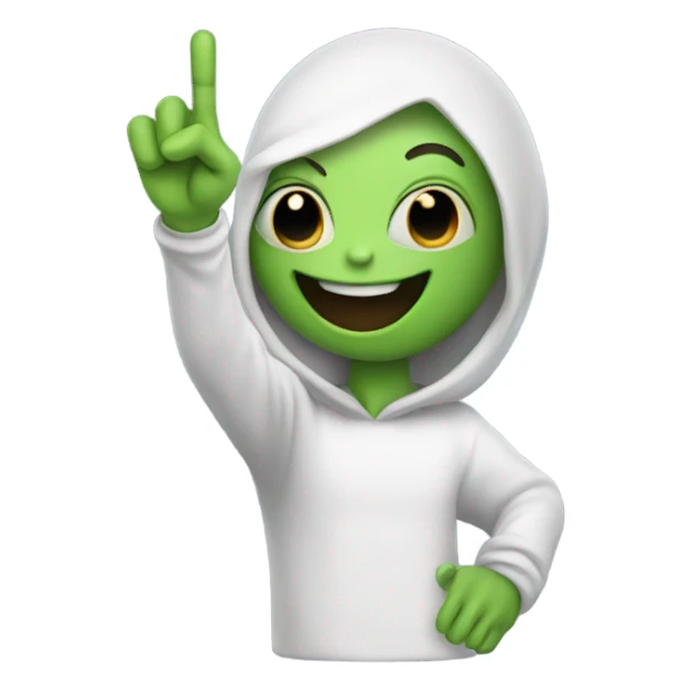 happy cute alien with peace sign sticker