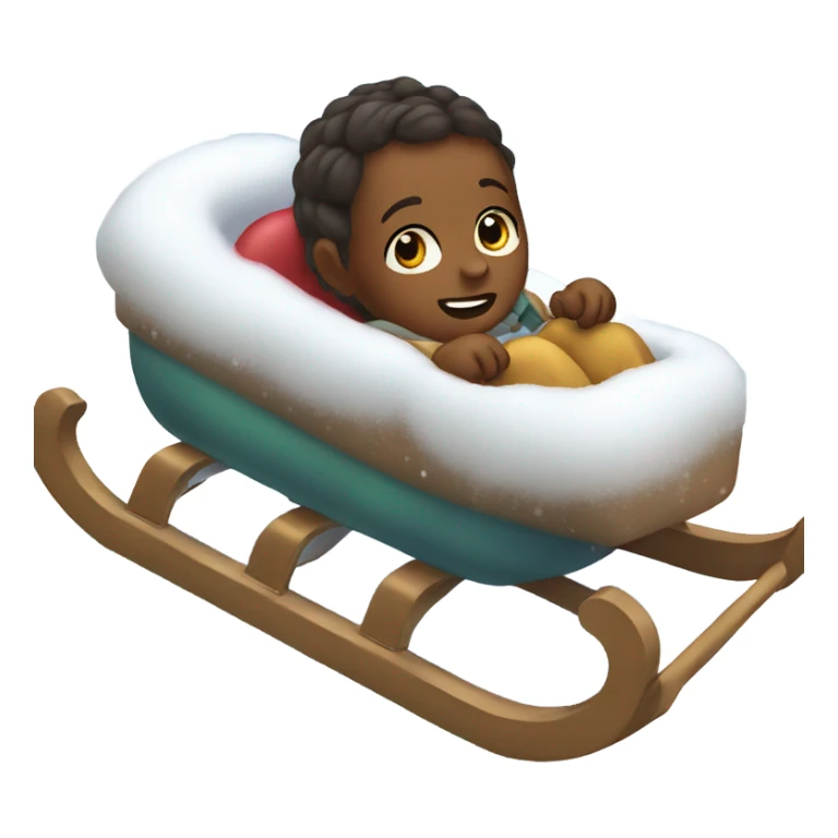baby getting pulled on a sled in the snow sticker