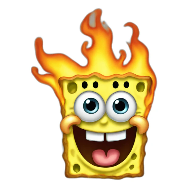 spongebob on fire sticker