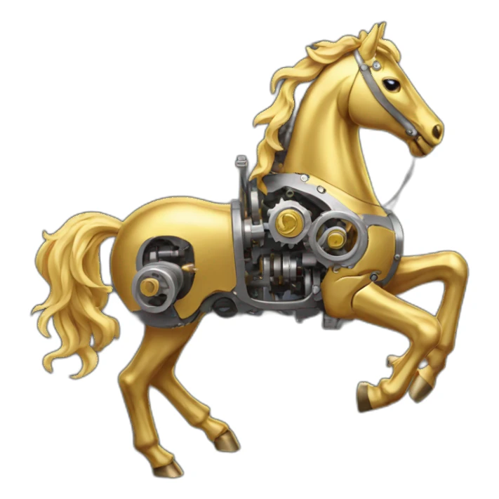 Mechanical golden  horse sticker