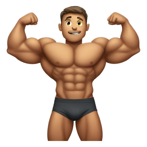 muscular boy flexing with a round inflated body  sticker