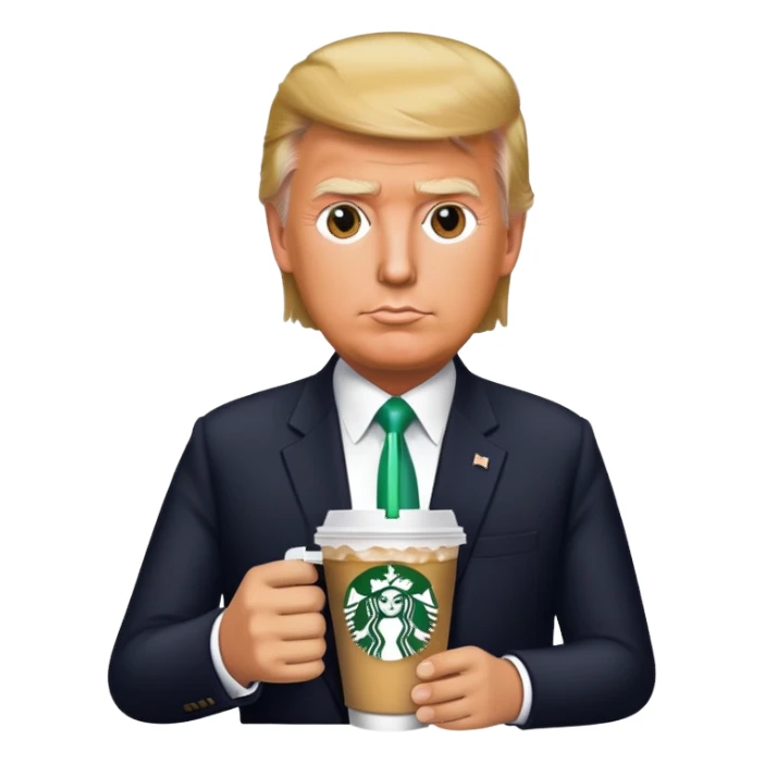 trump with stabucks drink sticker