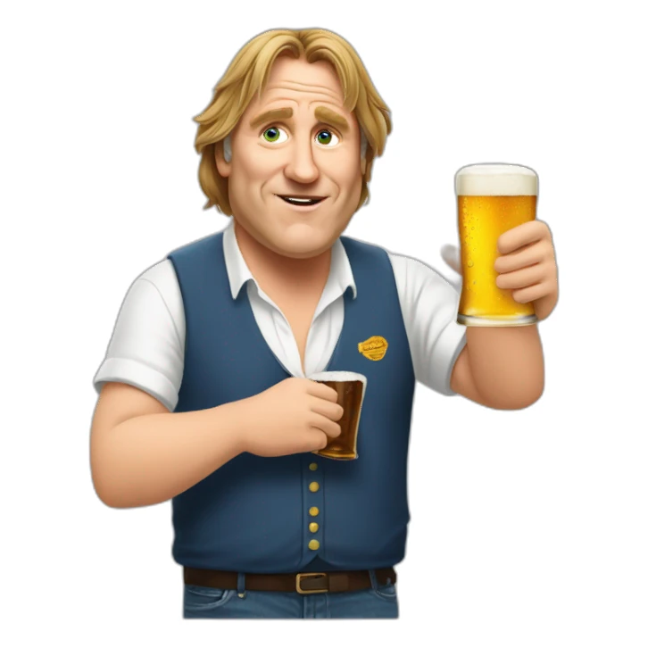 Depardieu boit une biere sticker