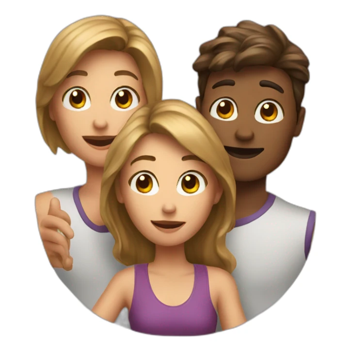 3 person taking selfie sticker