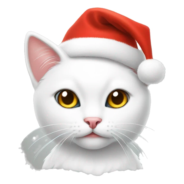 white cat in christmas hat sticker