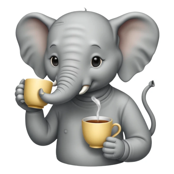 elephant with tea cup sticker