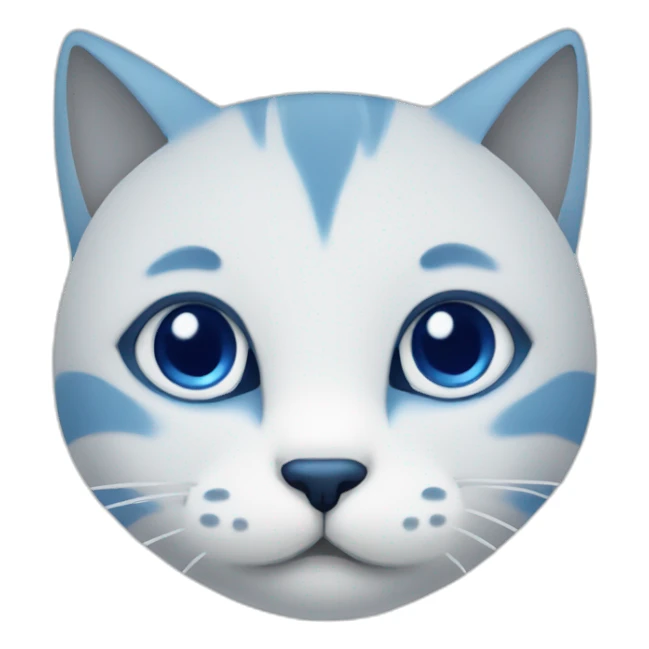 Blue simplistic sketch of a cute cat face sticker