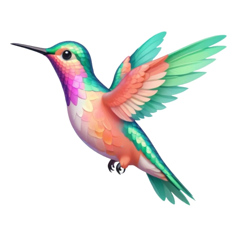 peach pink and mint humming bird sticker