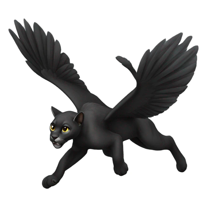 winged black puma flying sticker