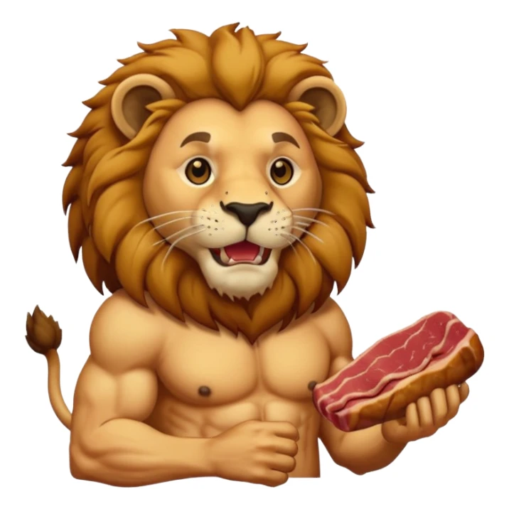 lion eating meat sticker