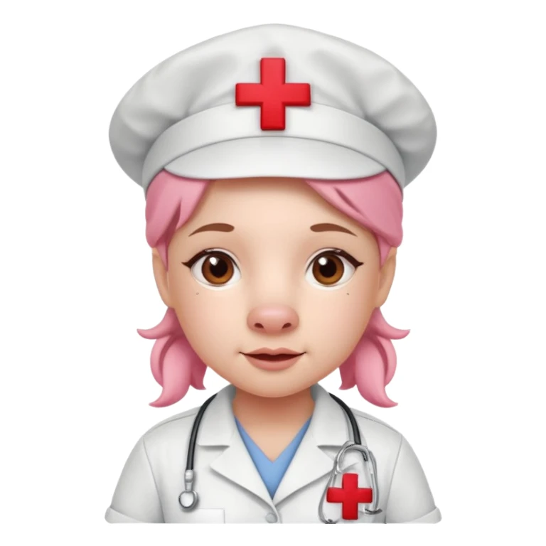 Pink pig nurse with red cross cap.














 sticker