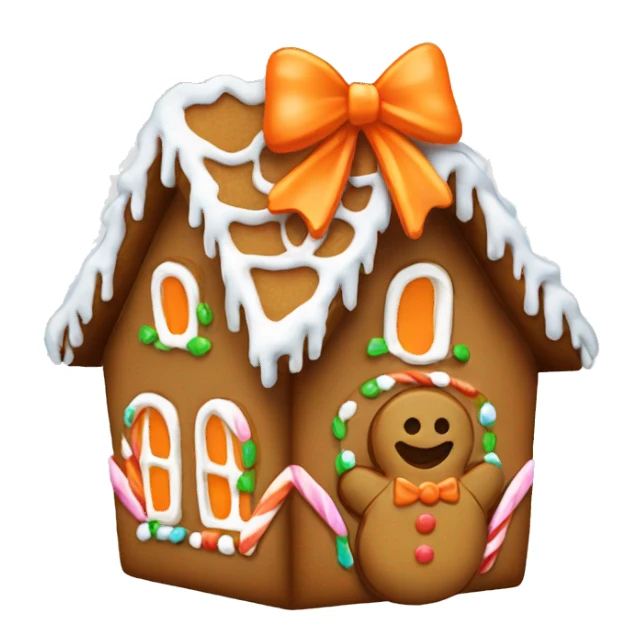 Gingerbread house with a orange bow  sticker