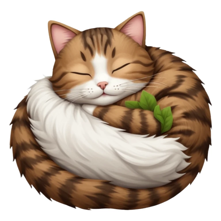 dark brown tabby and white cat sleeping rolled over and upside down sticker