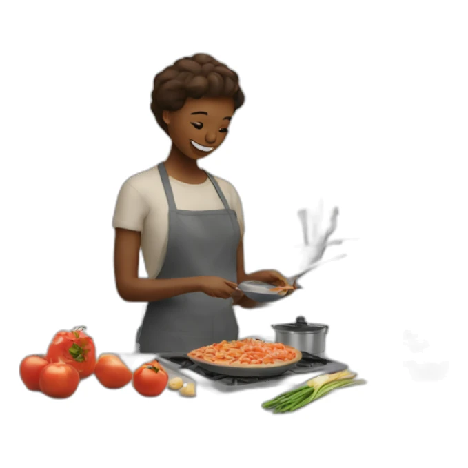 Someone making a dinner at home sticker
