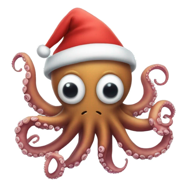 Octopus wearing Santa hat sticker