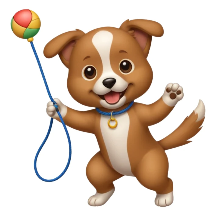 dog playing with a string toy sticker
