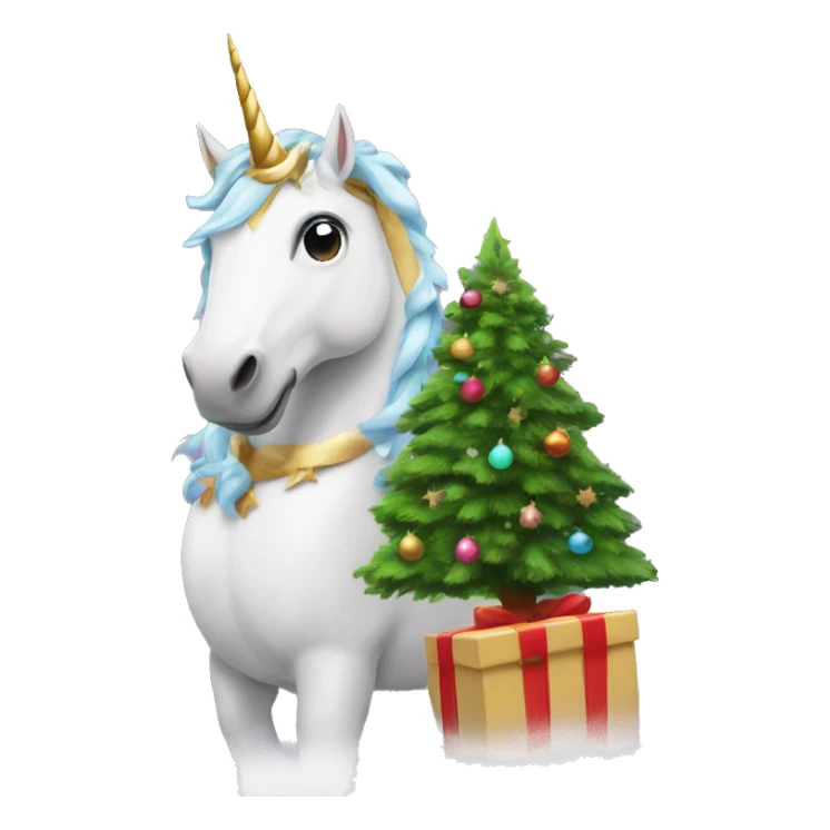 Unicorn with christmas tree  sticker