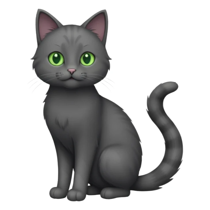 full body solid dark grey cat with green eyes and white paws sticker
