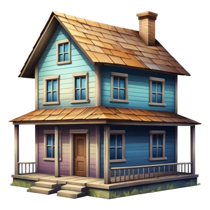 a house transforming into a derelict house, gradient effect sticker