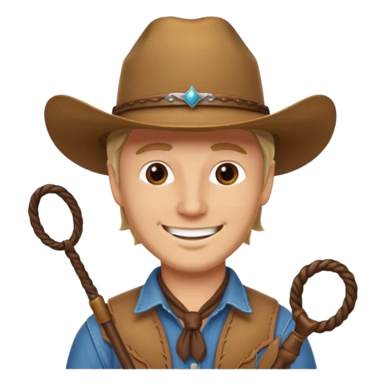 Give this emoji 🤠 a whip make it a white guy  sticker