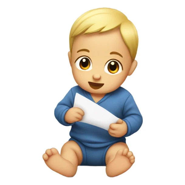 Baby eating paper sticker