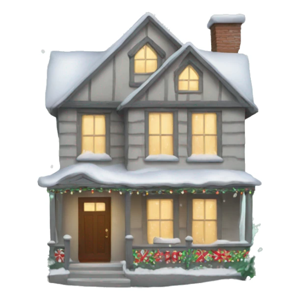 House with christmas decorations and snow  sticker