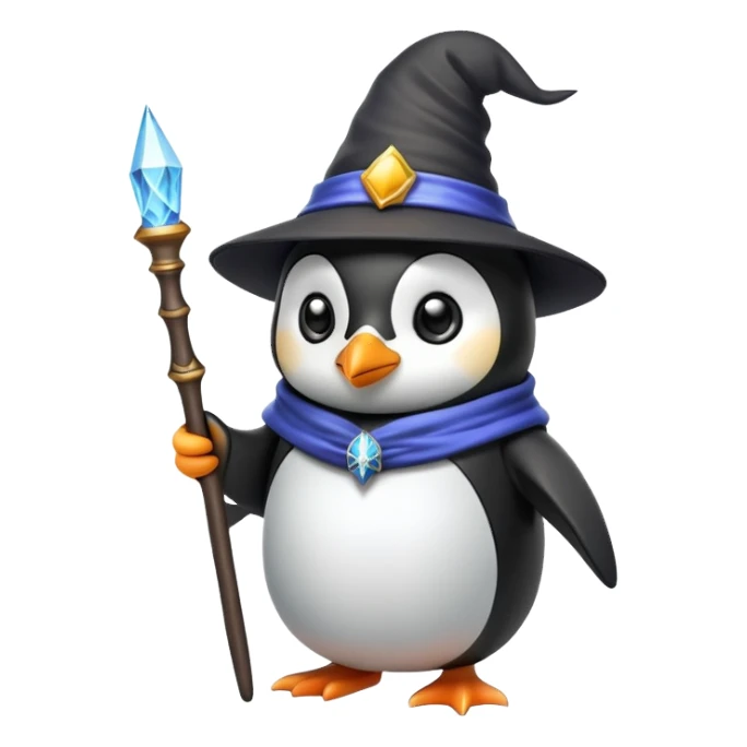 penguin with wizard hat and wand sticker