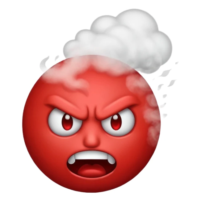 monochromatic red emoji face with angry expression and steam  sticker