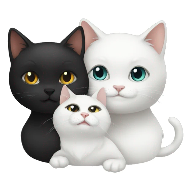White Cat and black cat love sticker