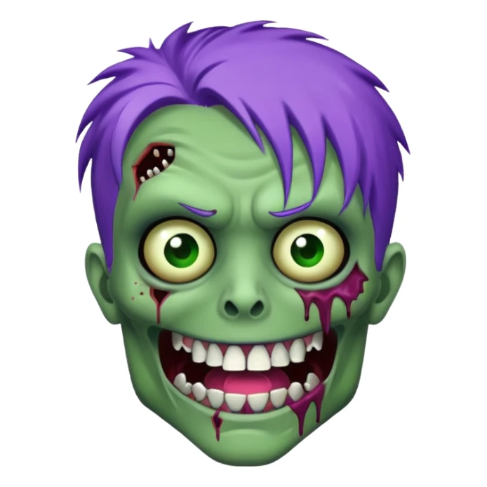 Zumbi verde com dentes prata e cabelo roxo sticker