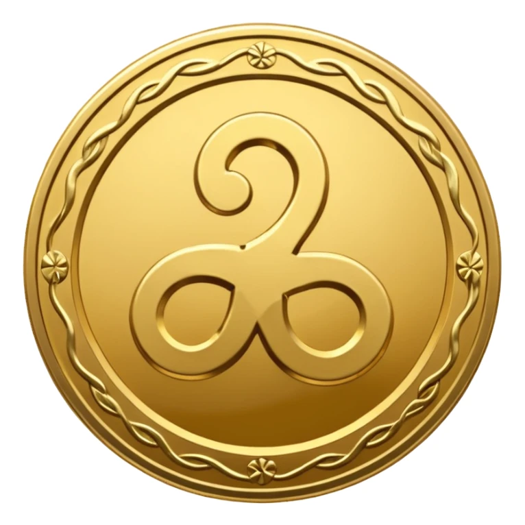 Gold coin with a triskelion sticker