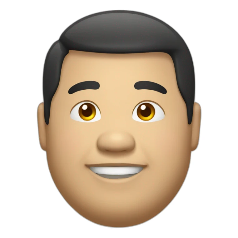 Fat Asian guy with smile sticker