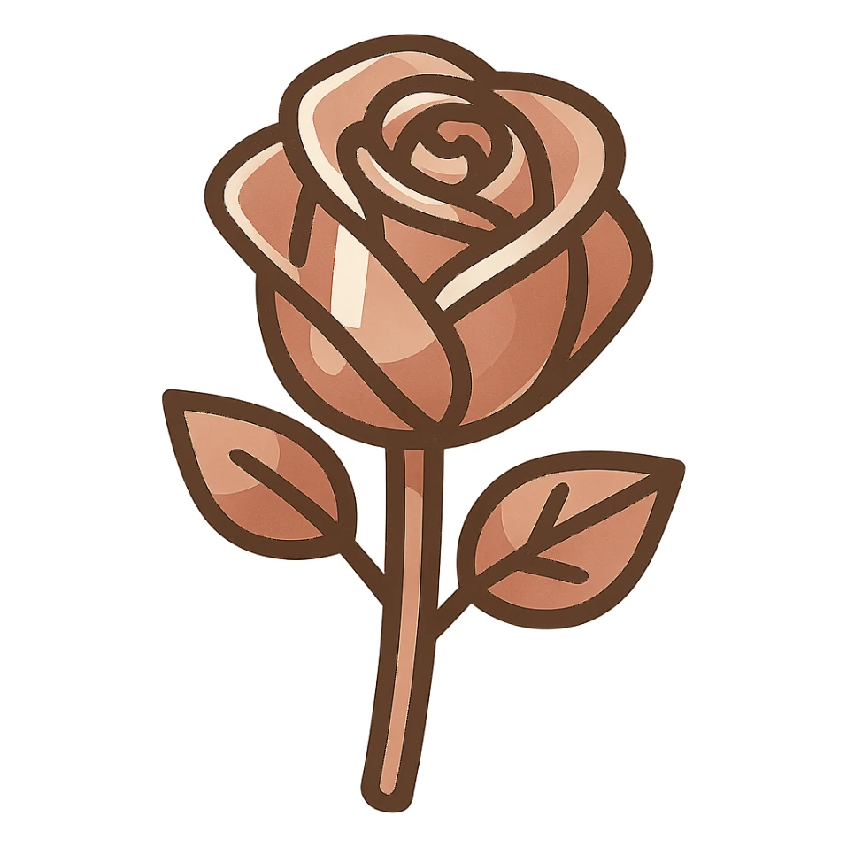 rose gold object, metallic, soft pink, minimal background sticker