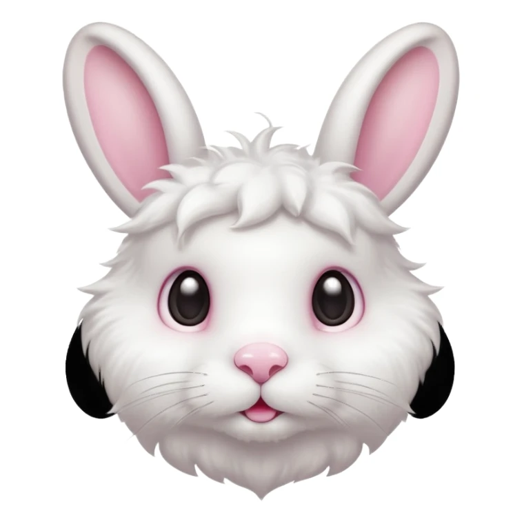 A fluffy white bunny with a tiny soft beard shaped like a cloud, ears perked up and eyes sparkling with curiosity.


















 sticker