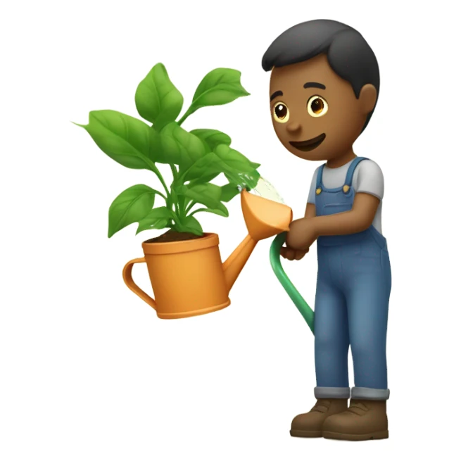 watering a plant,  with human  sticker