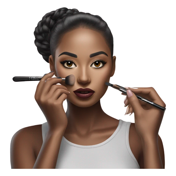 Hyper Realistic fashion model applying her make up sticker