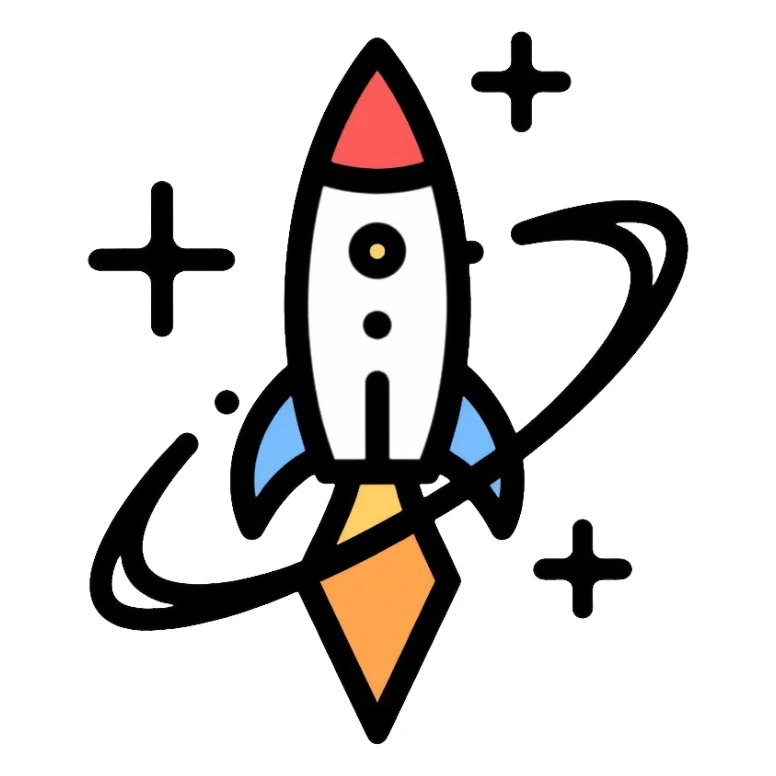 space agency logo with rocket and orbit symbol sticker