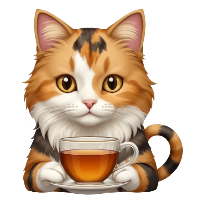 Çay içen kedi sticker