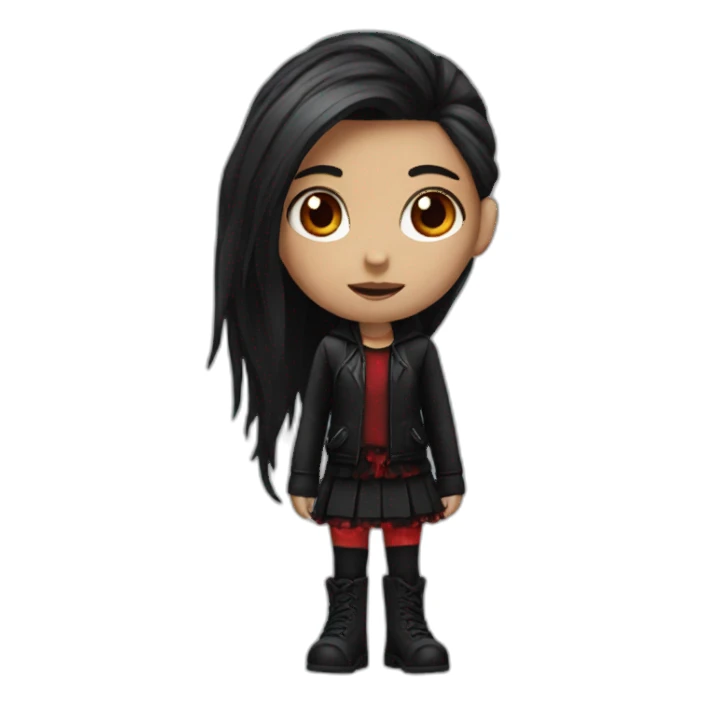 goth girl with half black and half red hari sticker
