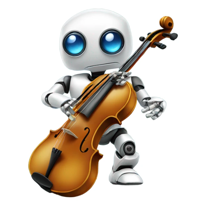 cute robot holds a violin sticker