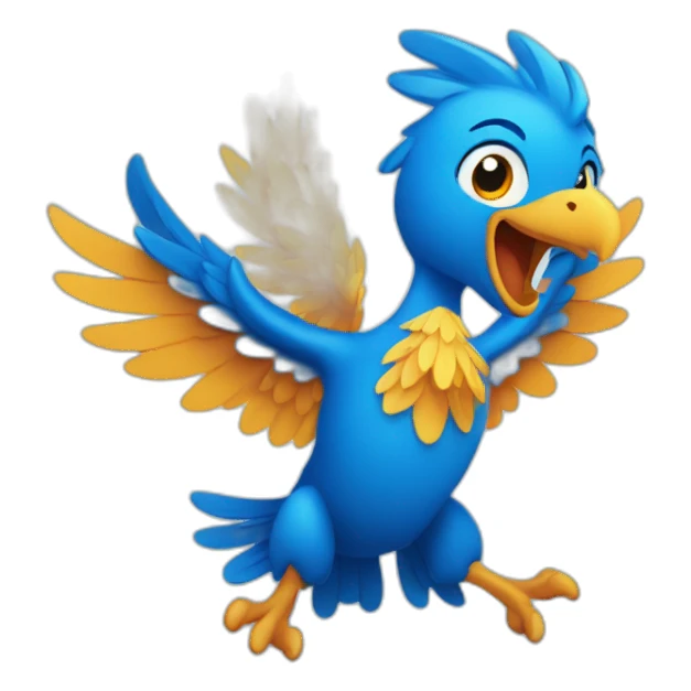 Blue Phoenix in an excited cartoon shape  sticker