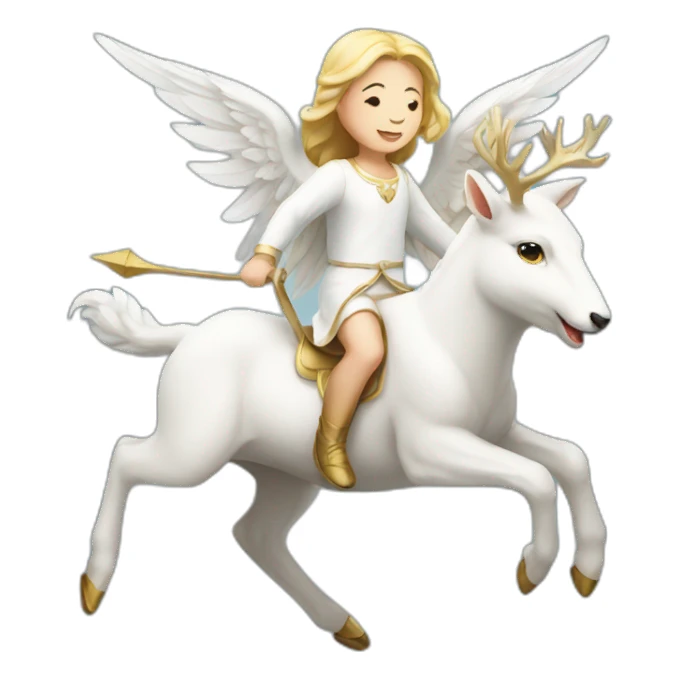 An angel riding white deer sticker