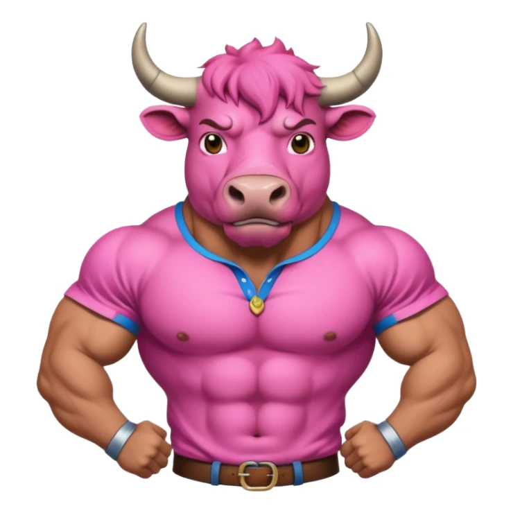 pink bull with shirt  sticker