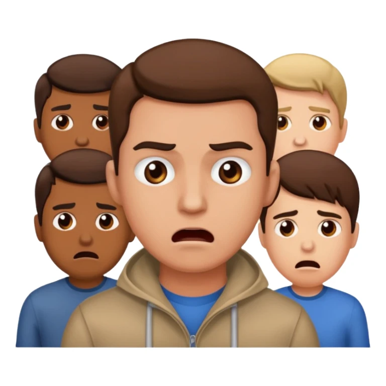 Defeated with people yelling behind him  sticker