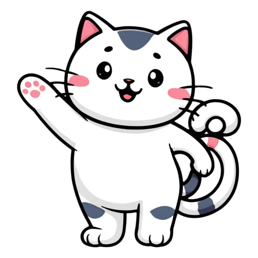 cartoon cat waving sticker