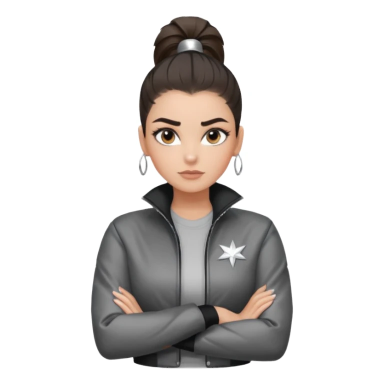 สีตาโทนเทาเท่ ๆ มีประกายคม

คิ้วได้รูป มองแล้วดูสตรอง

ผมหางม้าสูง / ผมสั้นสปอร์ต

เสื้อแจ็กเก็ต / ลุคสตรีทแฟชั่น

ท่าโพสกอดอก / ชูนิ้วโป้ง / เดินมั่น ๆ
ฟีล: Girl Boss, cool beauty, minimal but powerful sticker