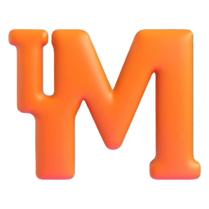 3D word UYI with glossy effect as single cohesive word sticker